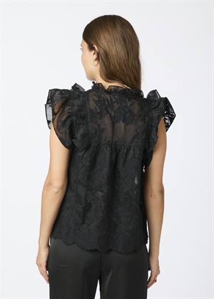 Jayla big embroidery top Sort Neo Noir 